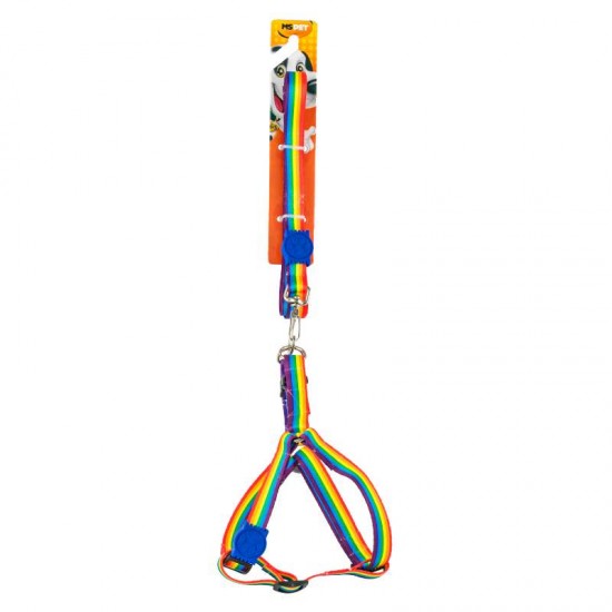 GUIA E PEITORAL ARCO-IRIS M 120CM/65CM