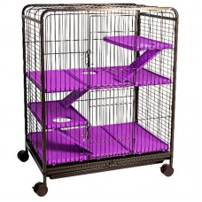 VIVEIRO FAUNA PET ROE LUXO M BLACK/LILAS