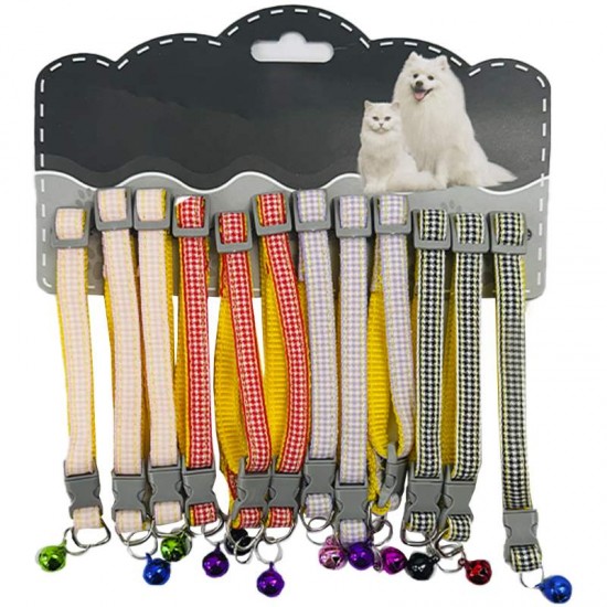 CARTELA COLEIRA GATO XADREZ C/12UN 18cm