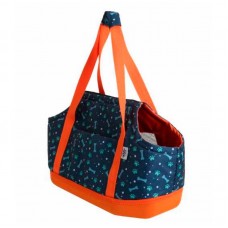 SACOLA LATERAL DOIS LADOS  AZUL C/LARANJ