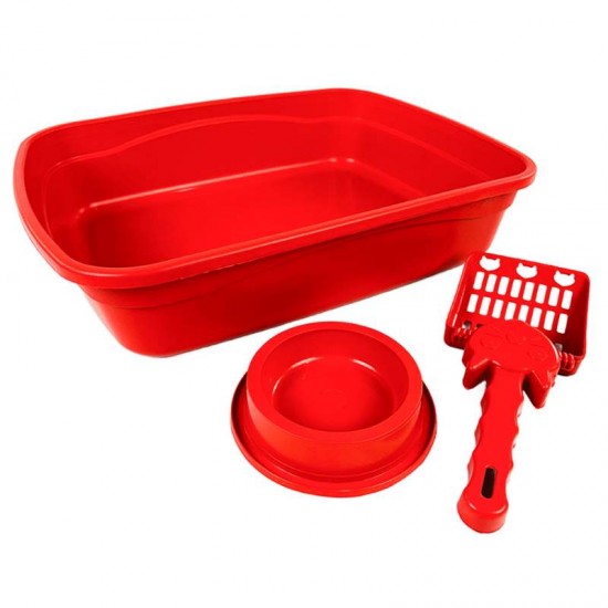 KIT BANDEJA DE GATO BRINQPET VERMELHO