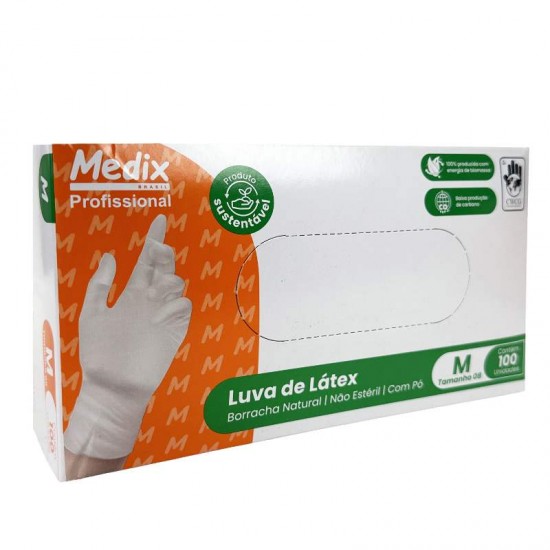 LUVA LATEX NAO SAUDE TAM M 100UN