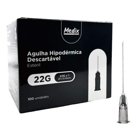 AGULHA 25 X 0,70MM (22G X 1) 100UN
