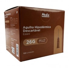 AGULHA 13 X 0,45MM (26G X 1/2) 100UN