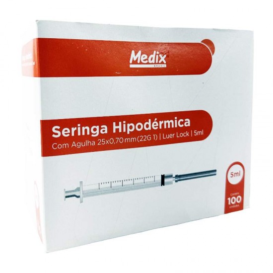 SERINGA 5ML C/AG LUER LOCK 25X0,70 22G1