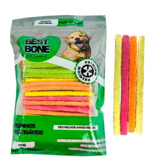 OSSO PALITO COURO 8/5 COLORIDO 1KG 