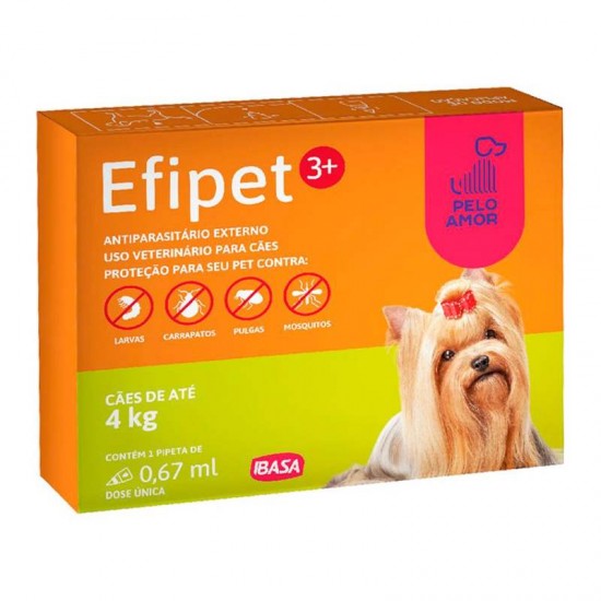 PIPETA EFIPET 3+PELO AMOR ATE 4KG 